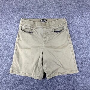 DKNY Jeans Bermuda Shorts Womens Large Olive Green Denim Cotton Stretch Pull On